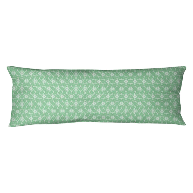Coussin lombaire géométrique à cercles ornés, Bourre en polyester, Vert