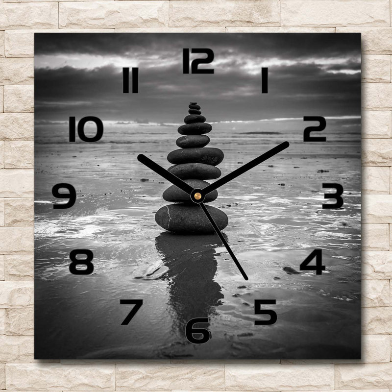Glass Wall Clock, Black/Grey/White
