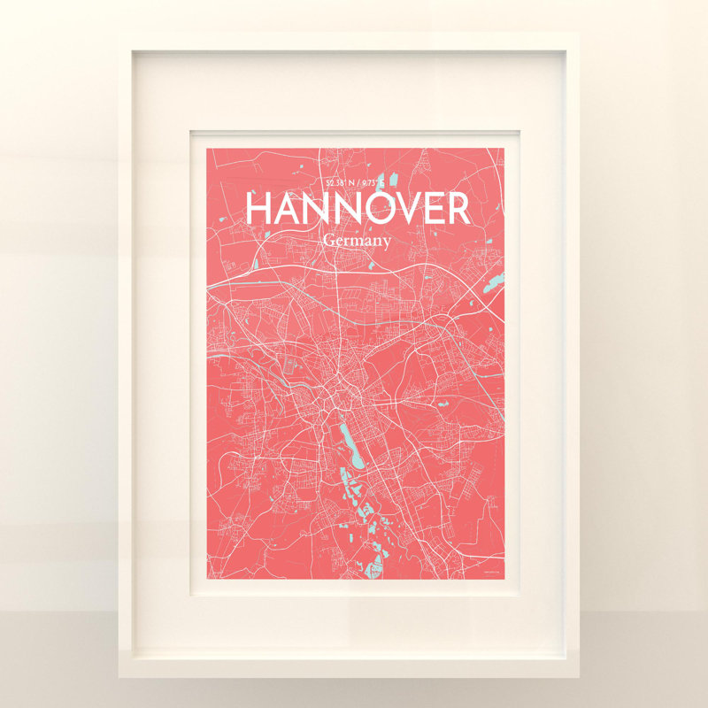 Hannover City Map In Maritime - No Frame Print, 24cm H x 18cm W x 0.05cm D