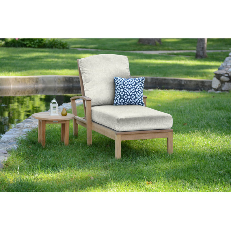 St. Lucia Outdoor Teak Chaise Lounge, Canvas Granite Sunbrella® Canvas