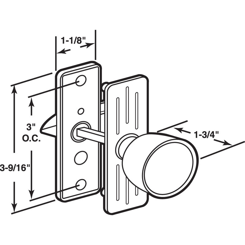 Loquet à bouton tulipe Prime-Line, trous de fixation 3 po, aluminium (paquet simple)