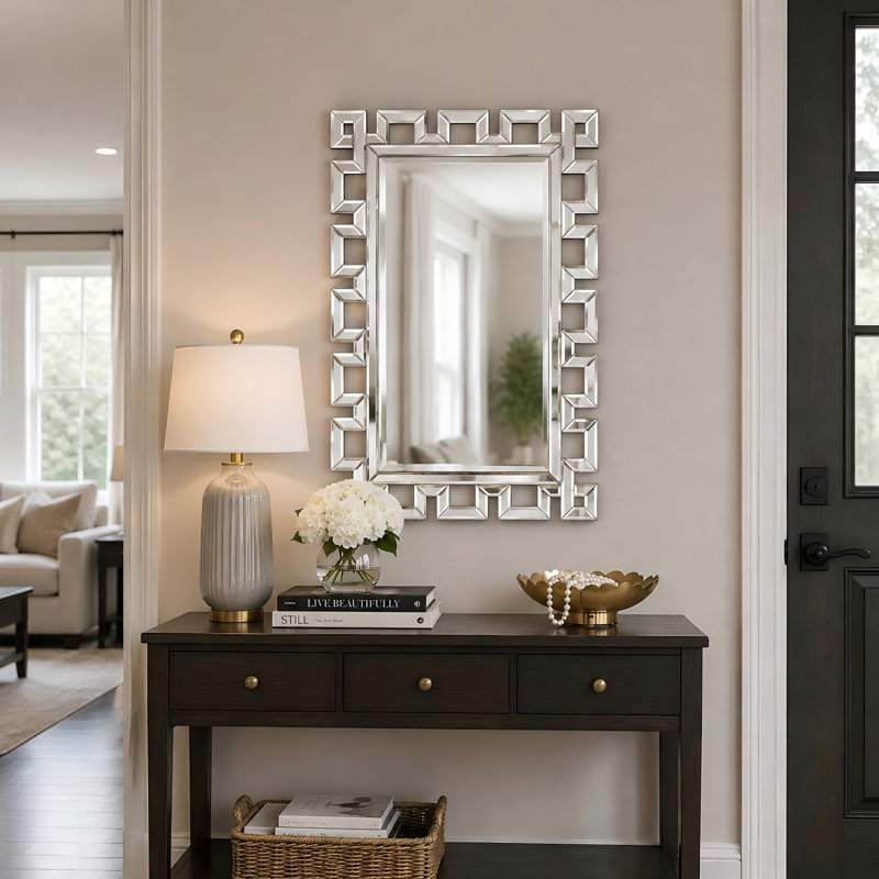   Silver Metal Framed Bathroom Mirror For Wall, 24x36 Inch  Rectangle Mirror, Silver Bathroom Vanity Mirror, Anti-rust, Hangs Horizontally Or Vertically