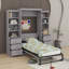 Lit escamotable double avec tablettes et tiroirs