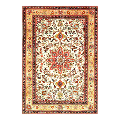 Tapis en soie et en laine Canriello Ivory Silkroad Tabriz - 3 pi 6 po x 5 pi