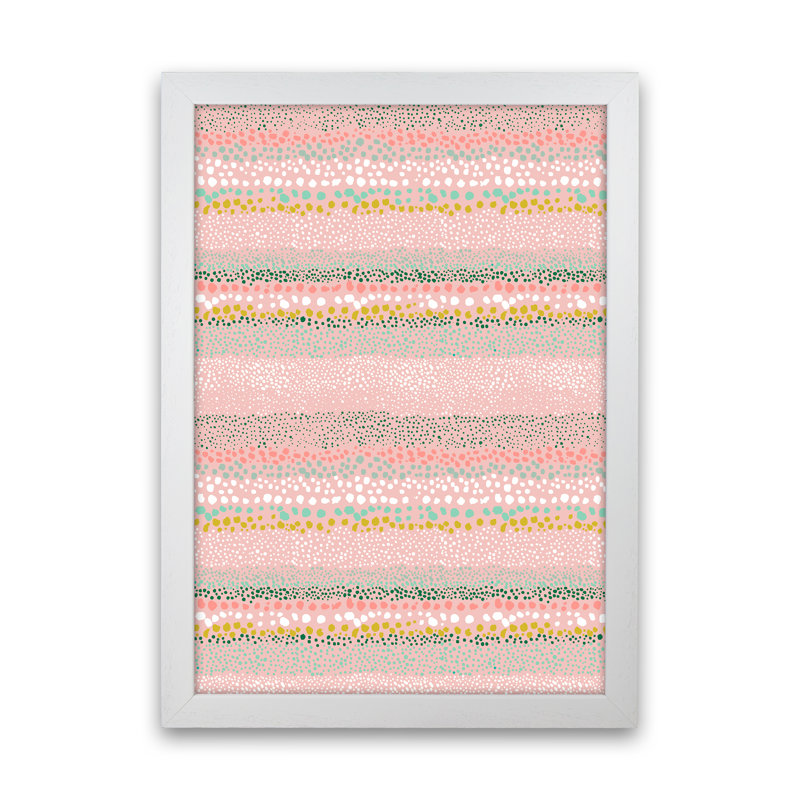 Little Textured Minimal Dots Pink - Print, White Framed, 46cm H x 34cm W x 3cm D