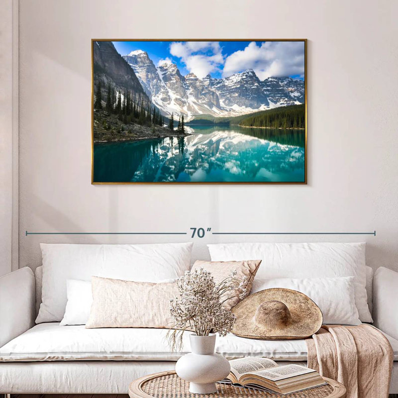 Reflet de la montagne, Cadre flottant doré, 43 po x 29 po
