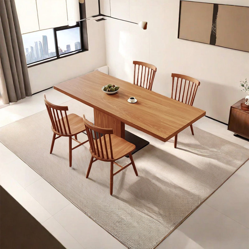 Solid wood ash dining table set, 29.53" H x 55.12" L x 27.56" W
