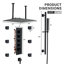 16" Ceiling Mounted 4-Function Thermostatic Rainfall Shower System with 6 Body Jets and Slide Bar-106263815