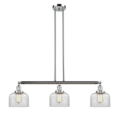 Jebediah 3-Light Metal Kitchen Island Pendant with Glass Shades 