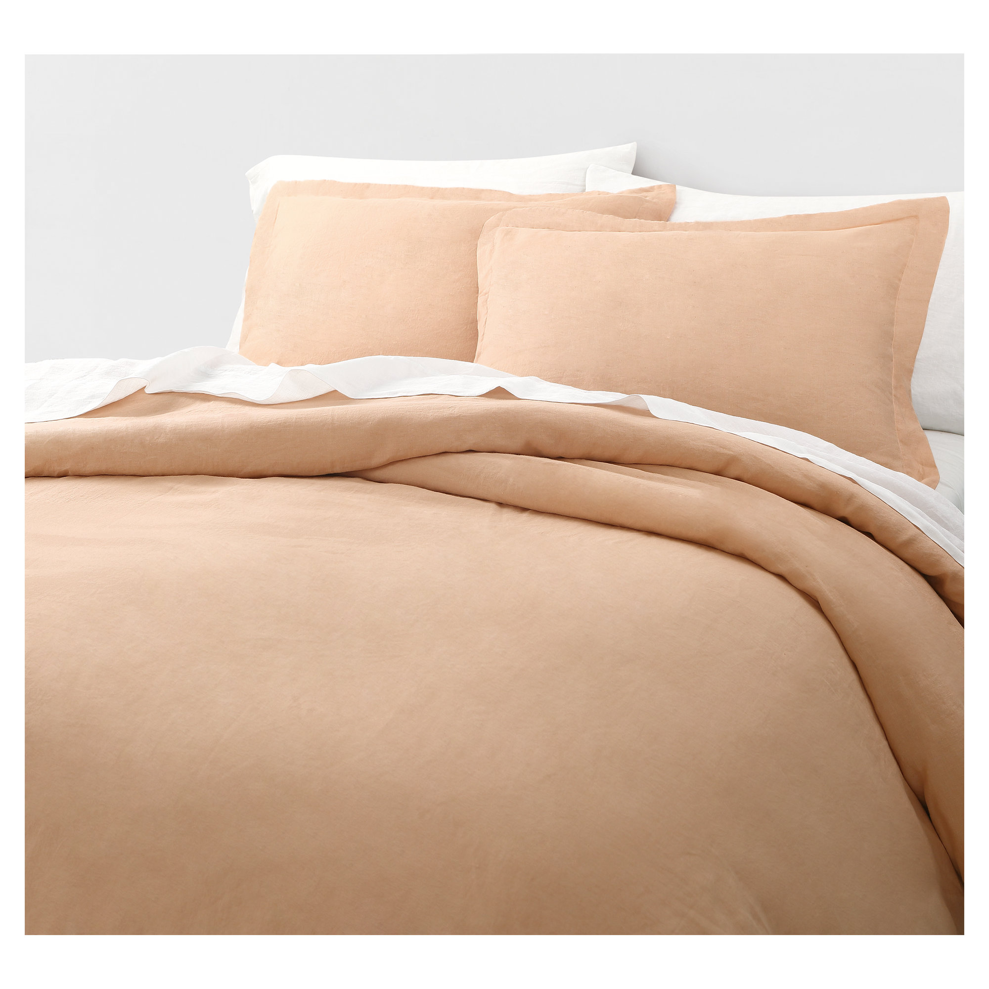 Frazier Modern & Contemporary 100% Linen Duvet Cover, Apricot, King Duvet Cover + 2 King Shams