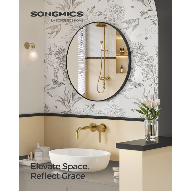 Miroir de salle de bain Angelrose, Noir, 30 po x 30 po