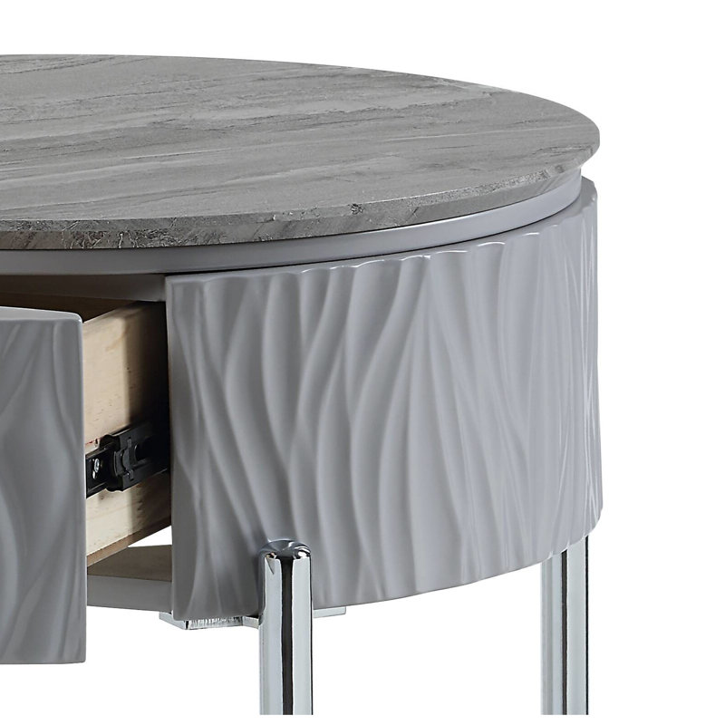 Table de bout ultrabrillante et chromée