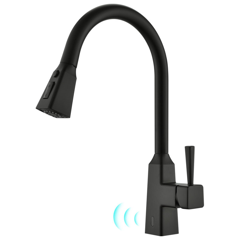 Robinet de cuisine sans contact, robinet de cuisine intelligent automatique mains libres, Noir