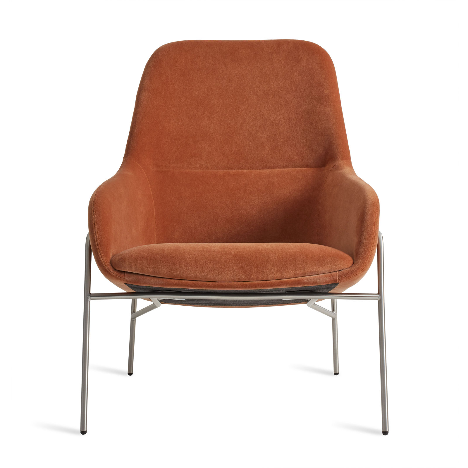 Acre Upholstered Armchair, Copper Velvet, Stainless