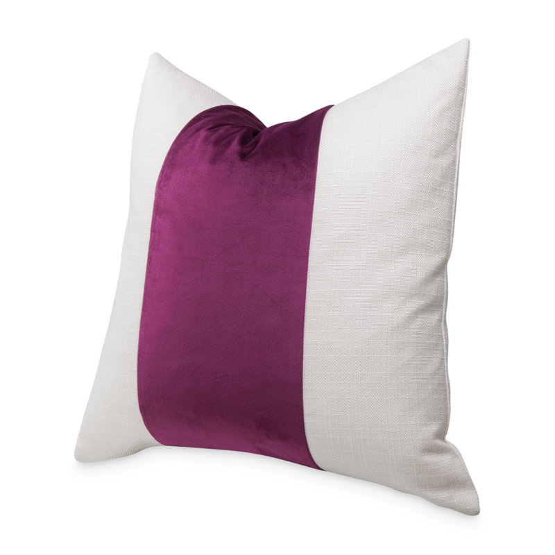 Caleb Throw Pillow Cover & Insert, Cloud/Plum Striped