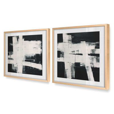Onyx Eclipsed, ensemble de 2 impressions sur toile dans un cadre brossé, 12 po x 12 po