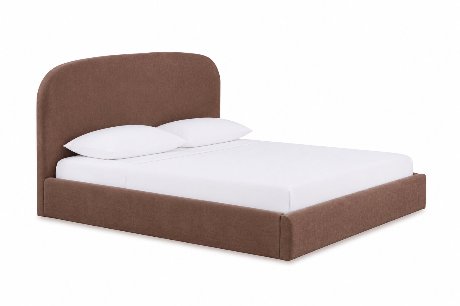 Mele Linen Upholstered Round Bed, King, Brown Velvet