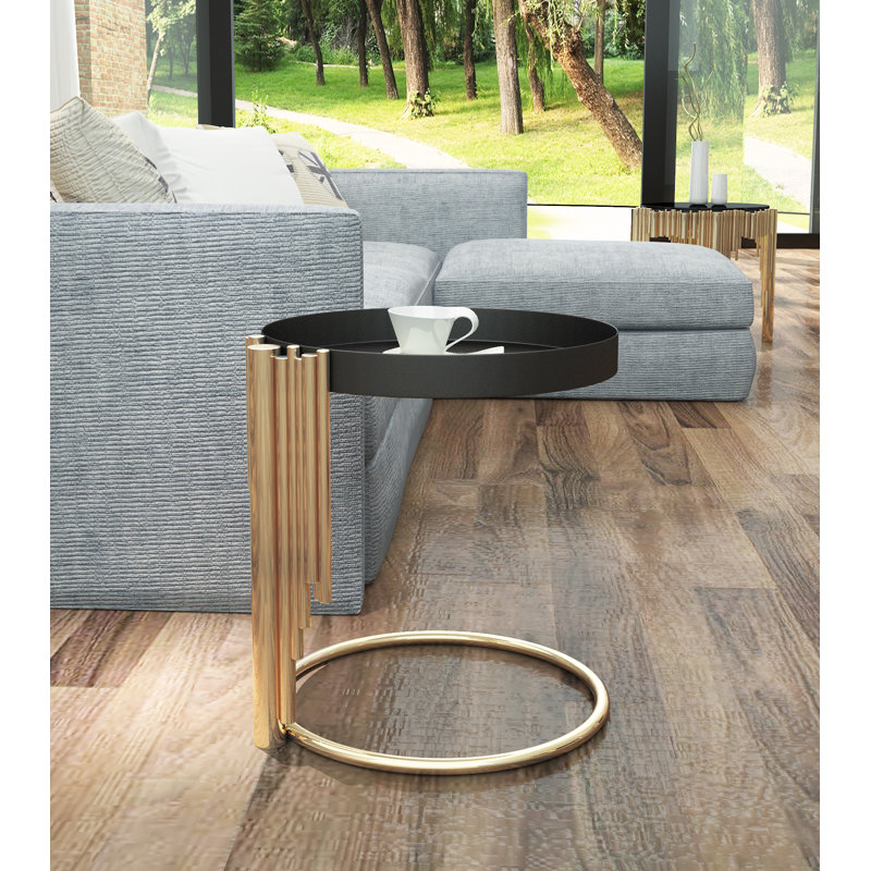 Flaherty Steel Tray Top End Table, Gold