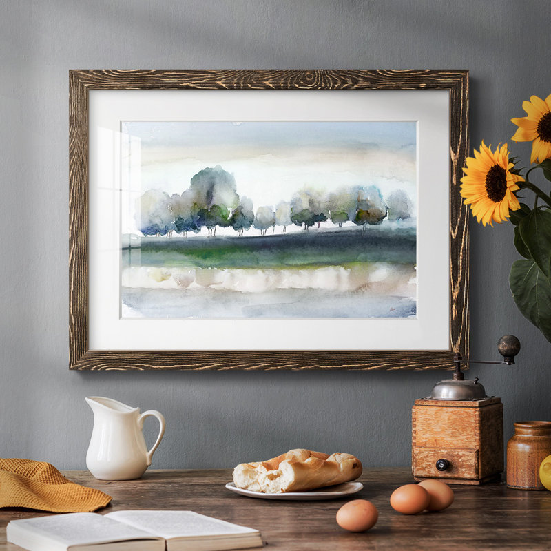 Warm Meadowline Indigo, impression sur papier, Noyer, H 26 po x l 38 po x P 1,5 po