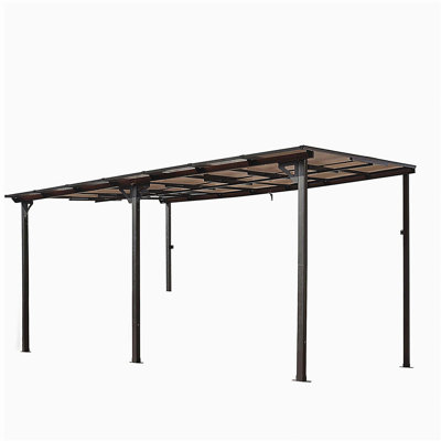 10' x 14' Outdoor Pergola Gazebo,Wall-Mounted Lean to Metal Awning Gazebo with Roof,Large Heavy Duty for Patio,Decks,Backyard