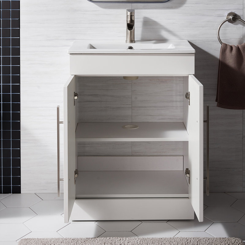 Pacifica 24'' Modern Free-standing 2-Drawer Single Bathroom Vanity Set, White