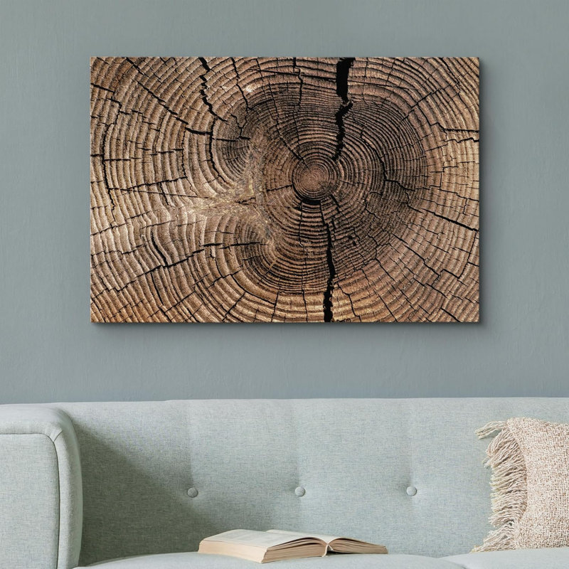 «Brown Log Wood Ring Rings Nature» sur toile, H 24 po x l 36 po x P 1,5 po, Toile tendue