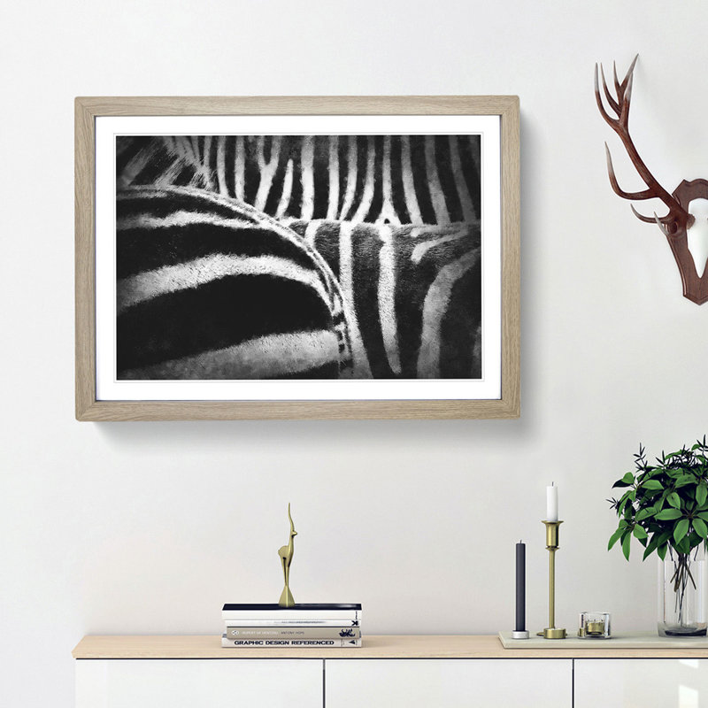 The Stripes of the Zebra - Picture Frame Painting Print, Oak Framed, 62cm H x 87cm W x 2cm D