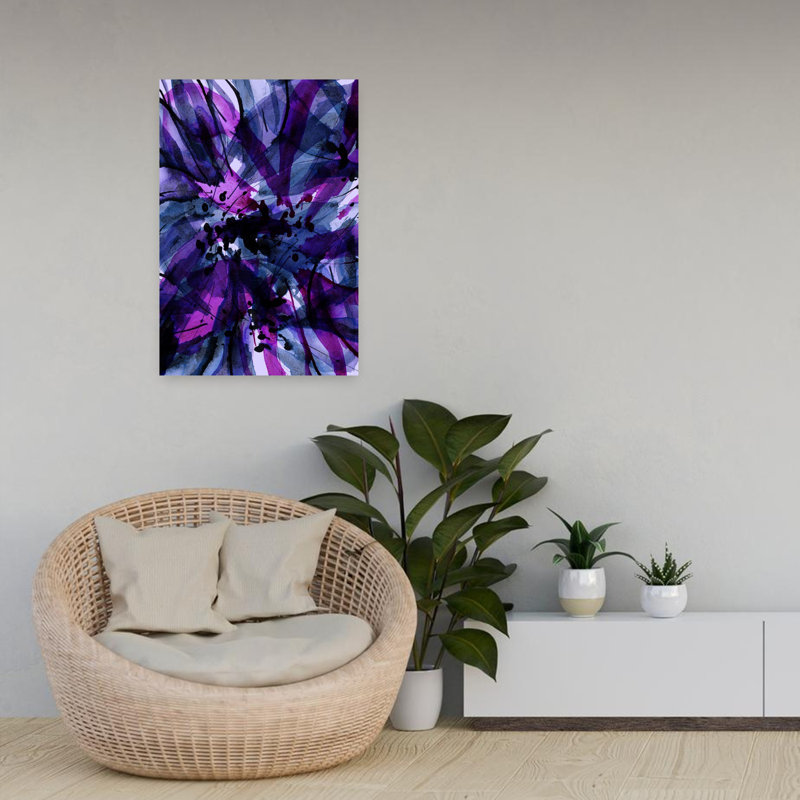 Art contemporain abstrait violet, H 24 po x l 16 po