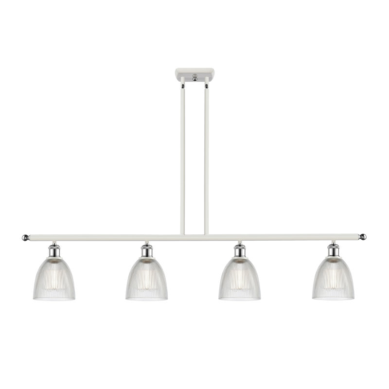 Luminaire suspendu en forme de dôme pour îlot de cuisine à 4 lumières Asdsit, Ampoule DEL 6 watts Vinage, Blanc / chrome poli