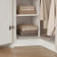 Armoire d'angle haute de 90,6 po - armoire de rangement supérieure blanche, ensemble anti-basculement inclus, tringle de suspension, poignées minimalistes en tons de bois