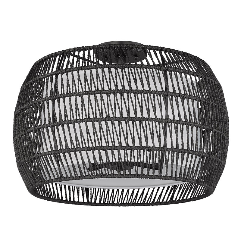 Chapple Fabric,Rope Semi Flush Mount, Modern Black Rattan