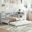 Lit de jour en bois avec couchette simple, lit de jour avec tablette de rangement et ports de charge USB, blanc