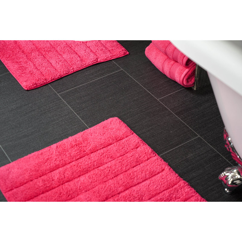 Mirianna Linear Ribbed Two Piece Bath Mat Set, Rose