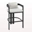 Tabouret de comptoir d'extérieur en aluminium, chaise de bar, structure noire avec coussin gris, ensemble de 2