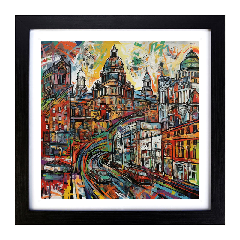 City Of Belfast Expressionism - Framed Print, Black