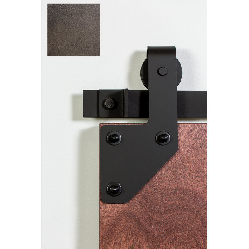 Ensemble de quincaillerie de porte de grange standard en coin Premium, 84 po, Acier inoxydable brossé