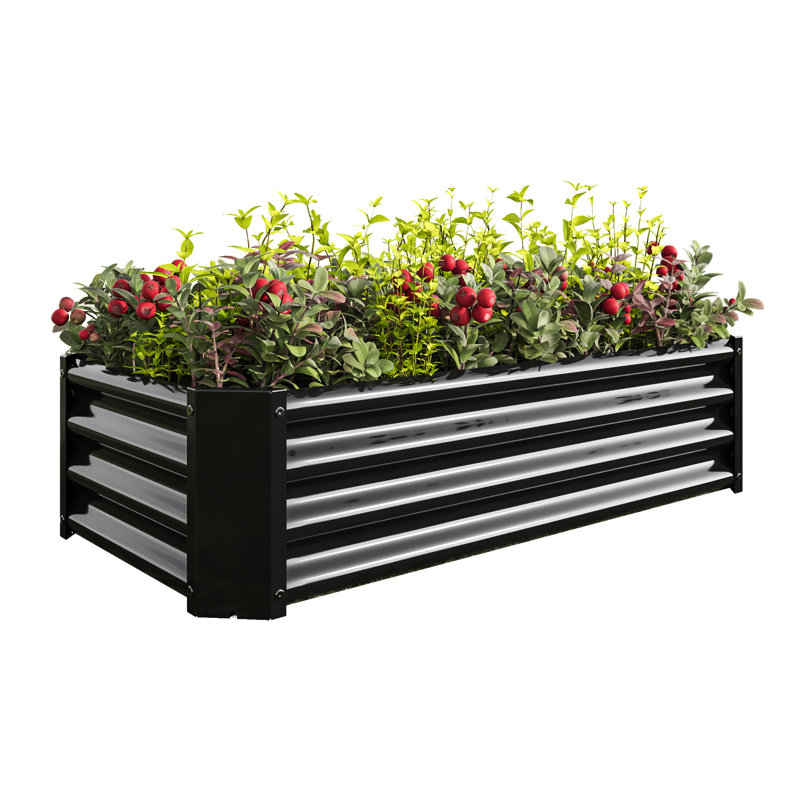 Jardinière surélevée en métal noir 421Ft pour plantes, structure stable, plantes et fleurs rectangulaires à revêtement rouille