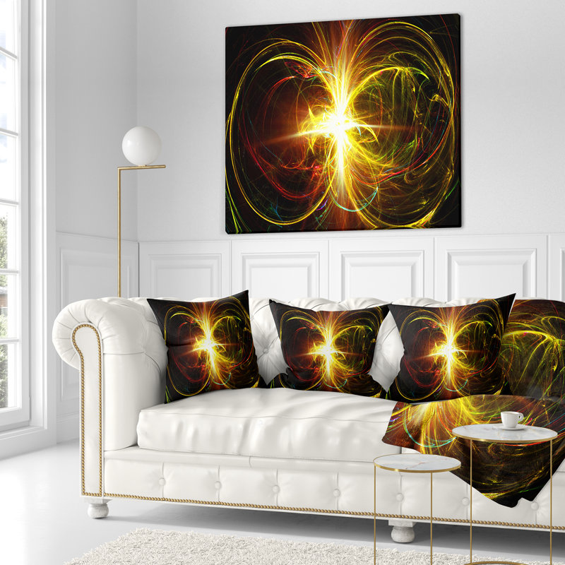 Fractal Hoops - Coussin imprimé abstrait, 16 po x 1 po, Coussin décoratif
