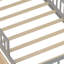 Structure de lit simple avec tête de lit avec support de rangement, deux tiroirs sous le lit, garde-corps à trois côtés pour plus de sécurité, gris-793544465