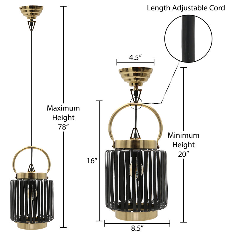8.5"W Ford Lantern 1-Light Metal Pendant