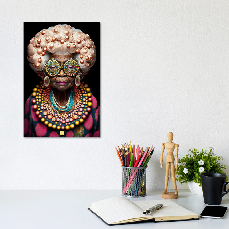 Afrofuturist Grandma I, 12" H x 8" W x 0.75" D, Canvas