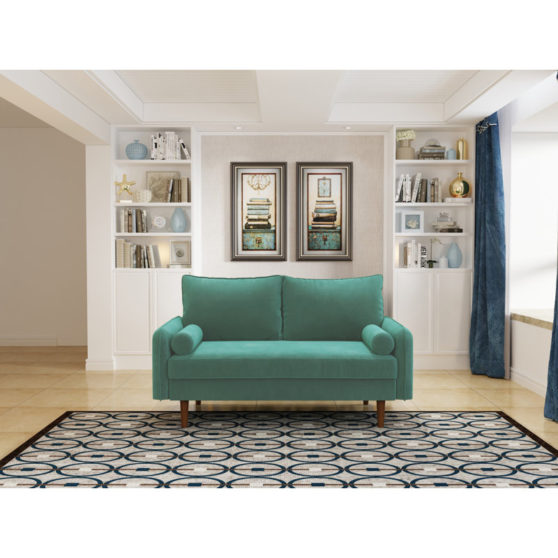 Causeuse 60 po, Velours bleu pacifique