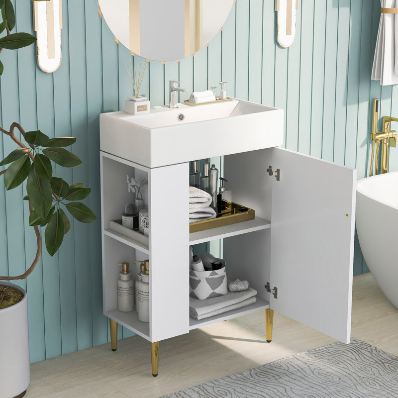 Bathroom vanity with Single Ceramic Sink