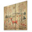 Motif de cerf orange et vert rétro - animal cerf sur bois-1668878116