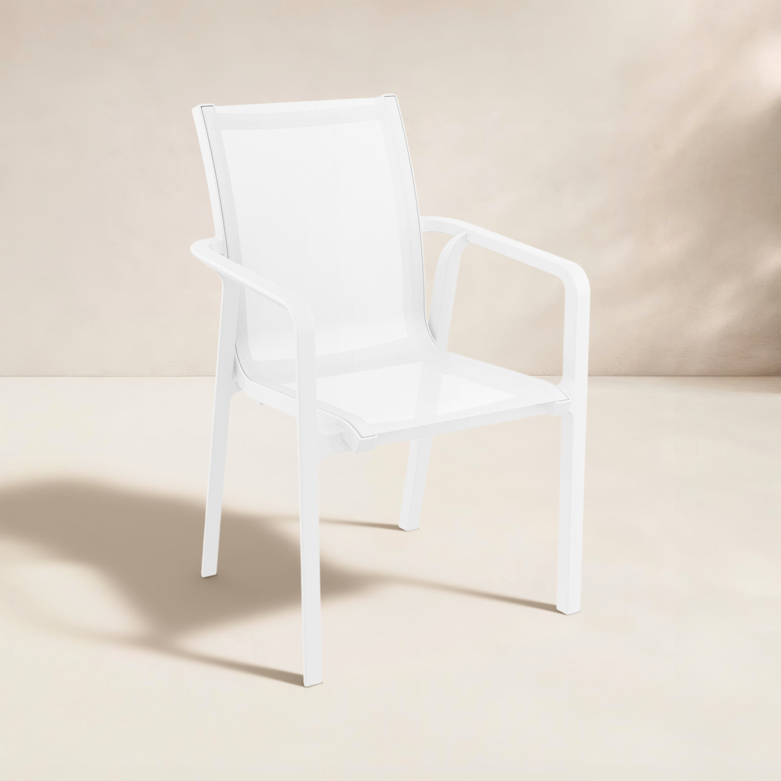 Farrah Stacking Patio Dining Armchair, White