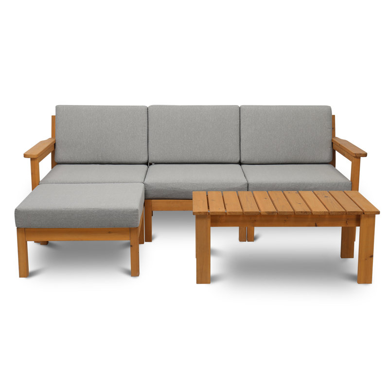 Patio 5-Piece Wood Sectional Sofa Set
