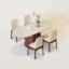 Table de salle à manger avec piédestal en bois et plateau en pierre frittée-1465911630
