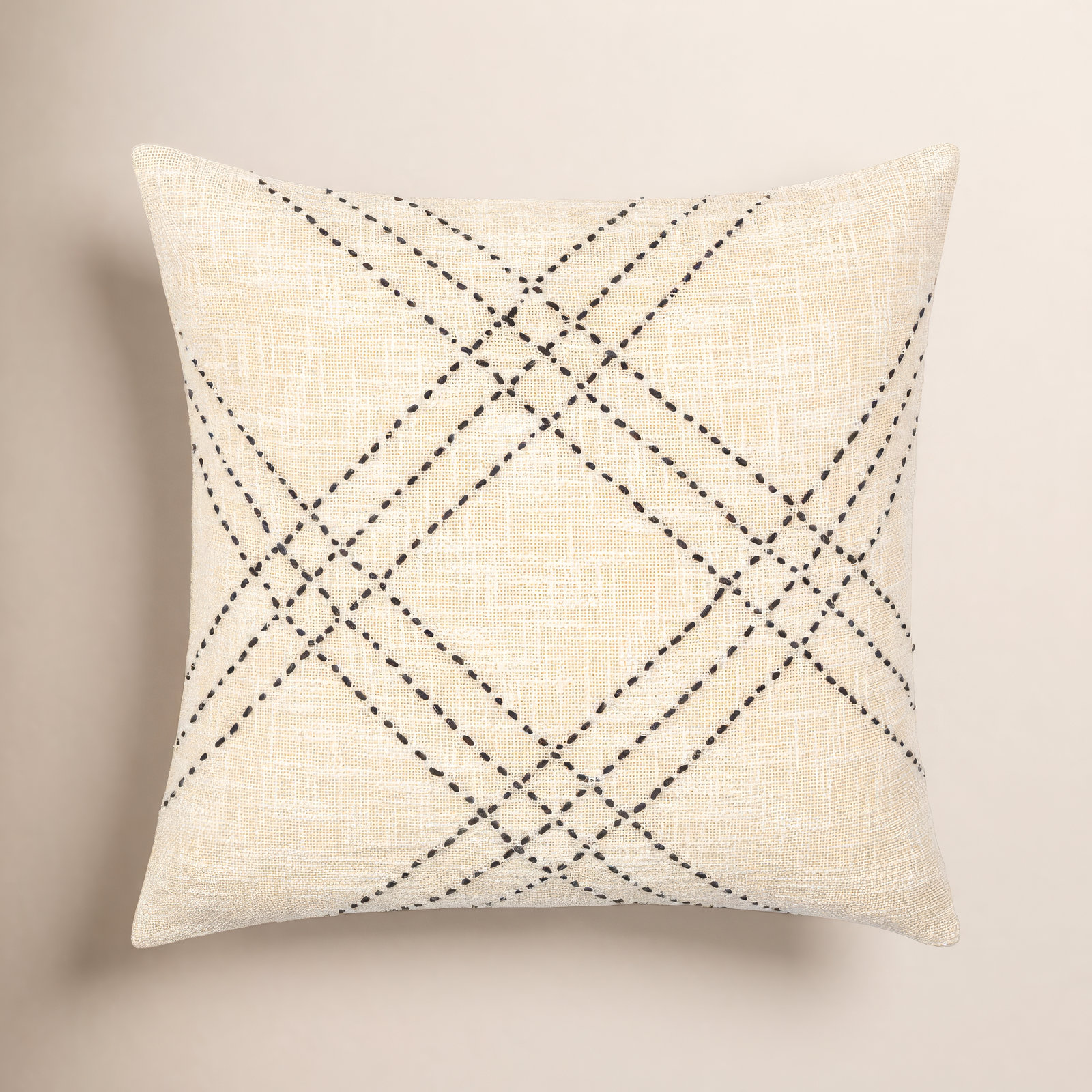 Frida Embroidered Cotton Throw Pillow, 20" x 20"
