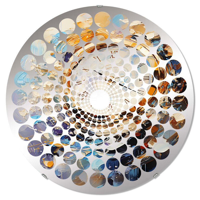 Miroir décoratif bleu et doré Luxuy - MIR116792-Rond, 23,6 po x 23,6 po