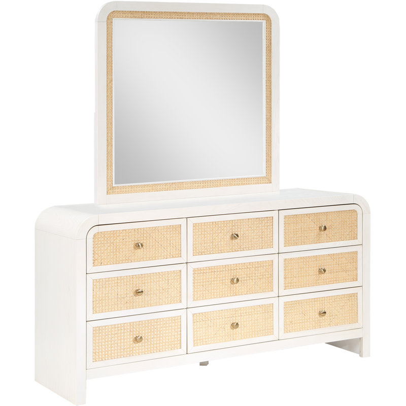 Commode 9 tiroirs Aerik, Blanc